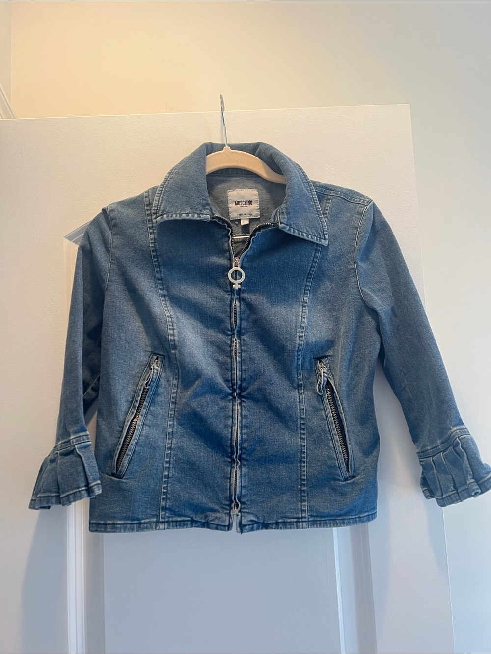 Moschino Blue Denim Zip-Front Jacket Vintage - Picture 3 of 12